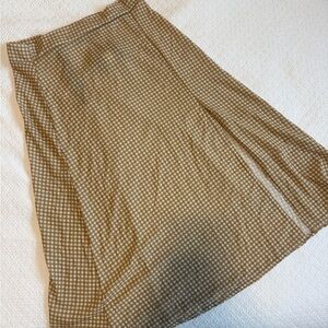 Golden Yellow Gingham Plaid Women's Midi Skirt